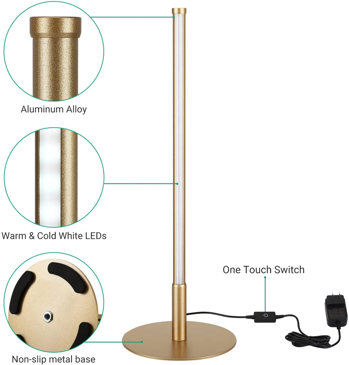 Złota Lampa Stołowa o Minimalistycznym Designie