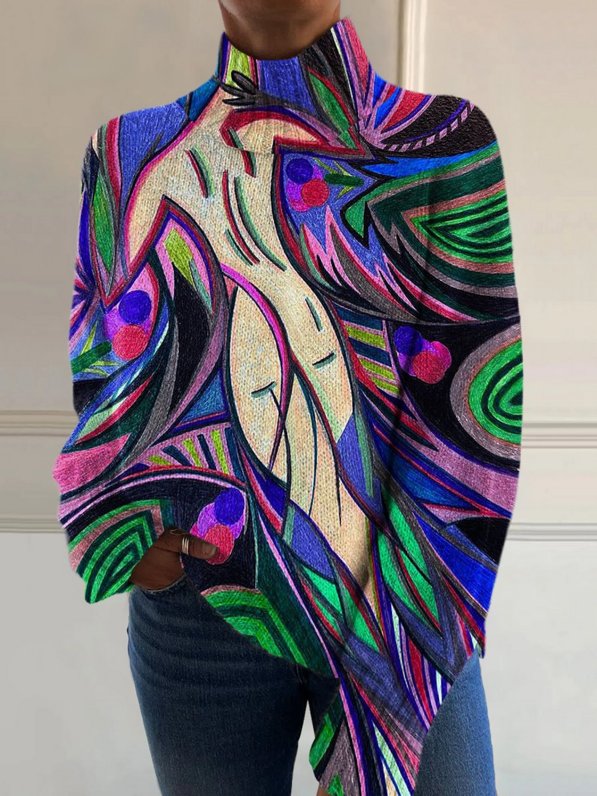 Evie | Retro Abstrakt Turtleneck