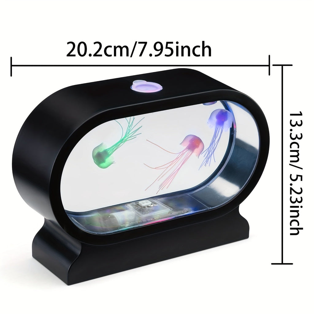 LumiJelly - Lampa Stołowa LED Meduza, Symulacja Akwarium w 3 Kolorach, Zasilana Baterią, Światło Dekoracyjne