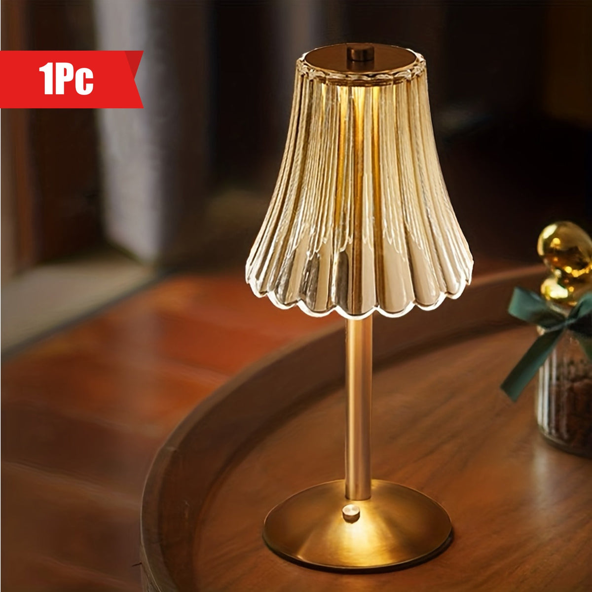 Crystaluxe - Lampa Stołowa LED z Kryształami z Dotykowym Sterowaniem, Trzy Kolory Światła