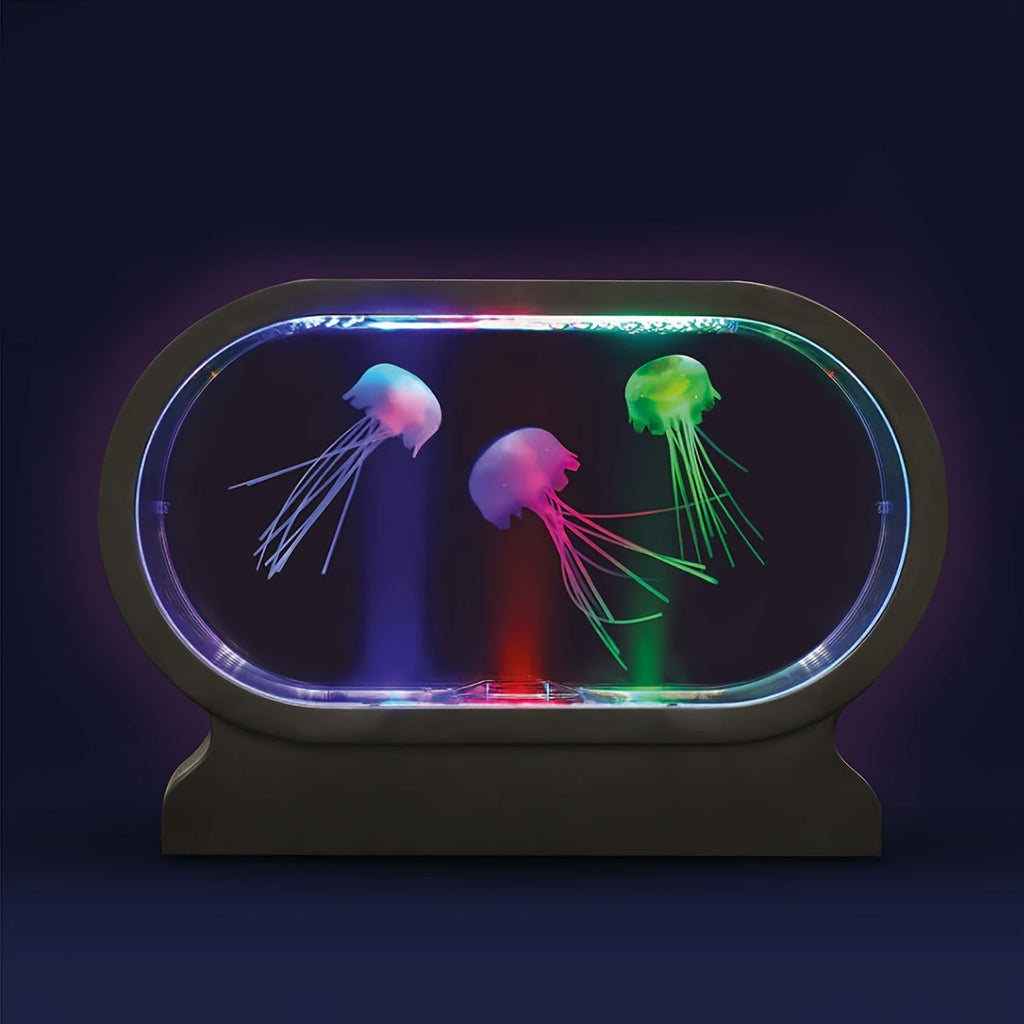 LumiJelly - Lampa Stołowa LED Meduza, Symulacja Akwarium w 3 Kolorach, Zasilana Baterią, Światło Dekoracyjne