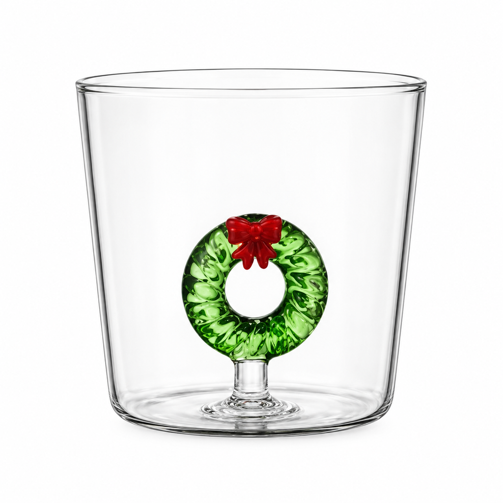 Szklanki do picia - Ręcznie dmuchane - Świąteczny wzór - 5 sztuk - 300ML