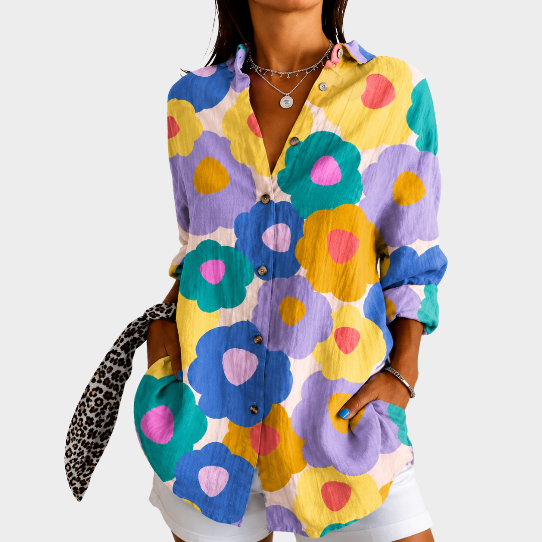 Pastellblomsterträdgård Blus