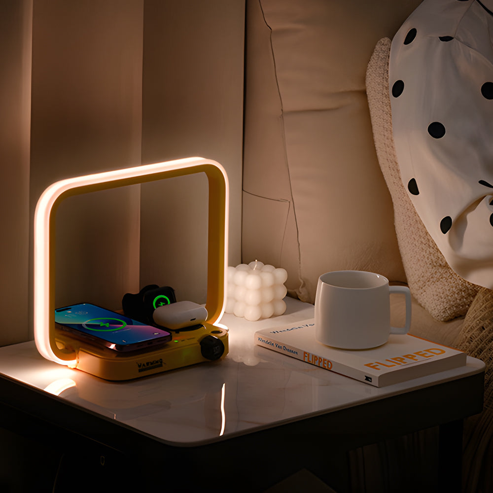 TechGleam - 3-w-1 Bezprzewodowa RGB Lampa Biurkowa z Timerem