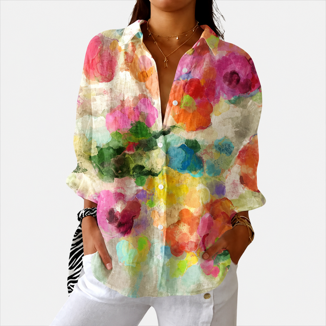 Akvarellblom Creme Blus