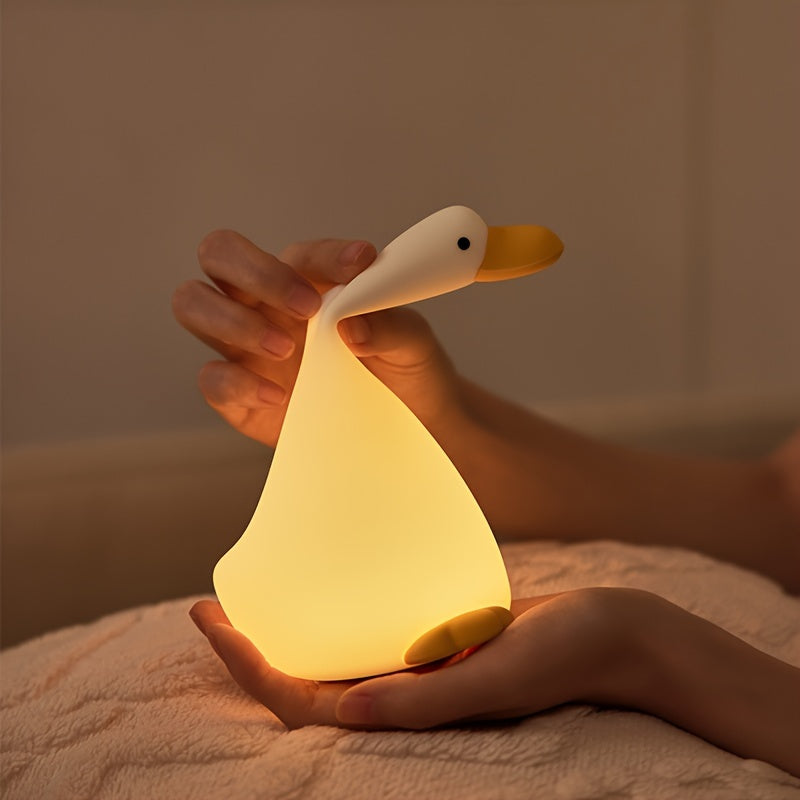 DreamDuck - Silikonowa Lampka Nocna z USB, Ładowana Dotykowym Sensorem i 3 Poziomami Jasności