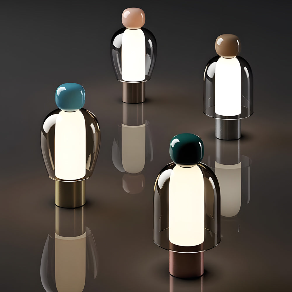 LumiGlass - Bezprzewodowa Lampa LED z Przyciskiem Ściemniania i Akumulatorem