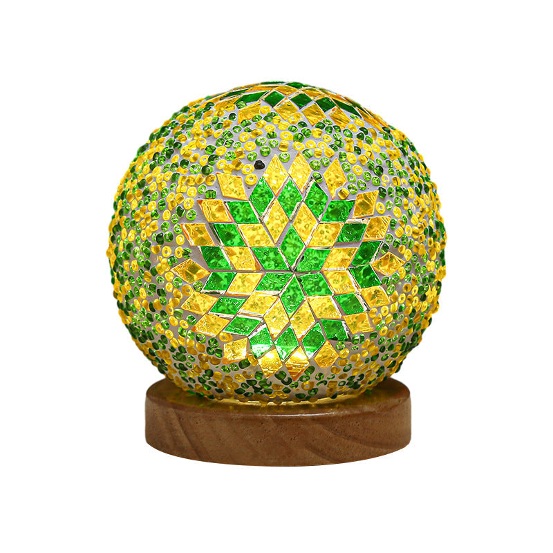 Luminara - Sferyczna LED Przyciemniana Szklana Lampa Stołowa Barokowa Mozaika 3.9"