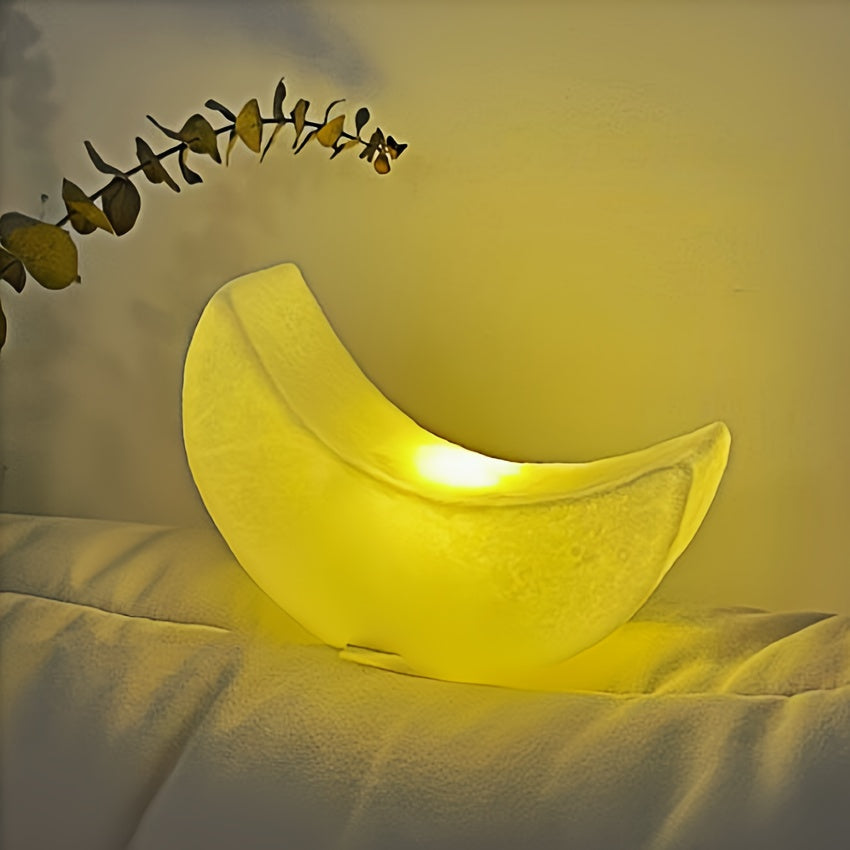MoonGlow - Lampa nocna w kształcie półksiężyca w stylu Art Deco, zasilana bateryjnie z włącznikiem