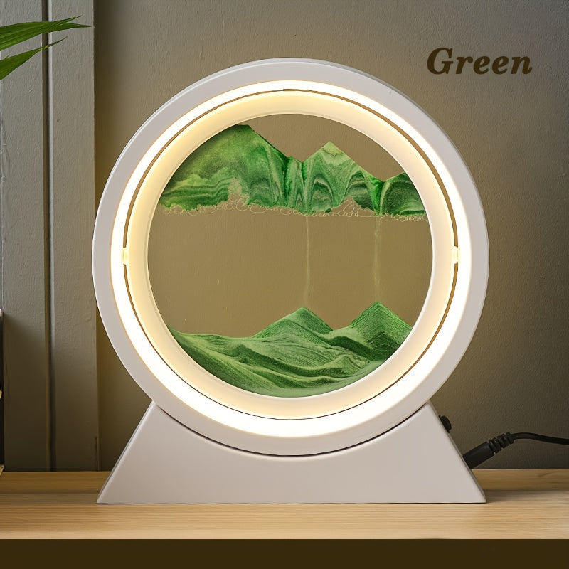 LumiSand - 3D Ruchomy Obraz Piaskowy Lampa LED na Stół, Szklana Scena z Piaskiem Nocna Lampa, Romantyczna Dekoracja Domowa