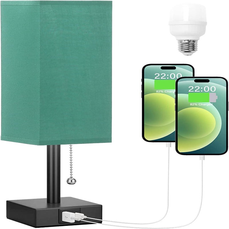Lampa stołowa z 3 poziomami jasności - 2700/3500/5000K Nocna lampka z portami USB i sznurkiem