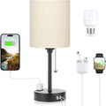 Lampa sypialniana - 3 temperatury barwowe, porty USB-C i USB-A, lampa stołowa z gniazdkiem AC