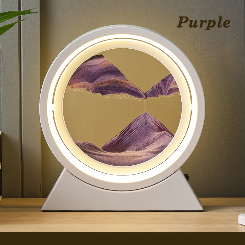 LumiSand - 3D Ruchomy Obraz Piaskowy Lampa LED na Stół, Szklana Scena z Piaskiem Nocna Lampa, Romantyczna Dekoracja Domowa