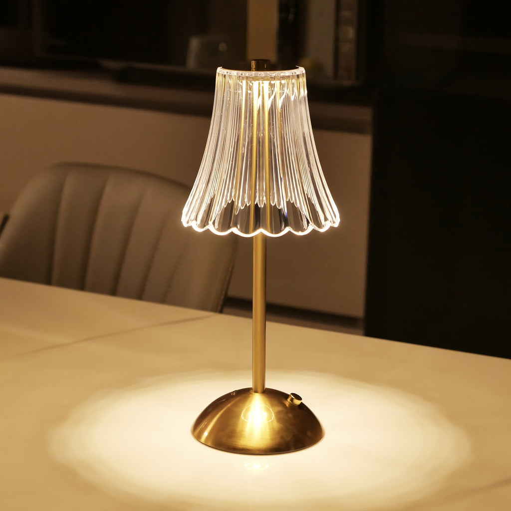 Crystaluxe - Lampa Stołowa LED z Kryształami z Dotykowym Sterowaniem, Trzy Kolory Światła