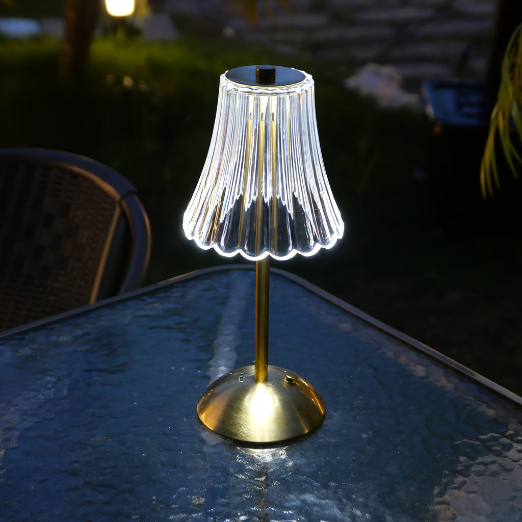 Crystaluxe - Lampa Stołowa LED z Kryształami z Dotykowym Sterowaniem, Trzy Kolory Światła