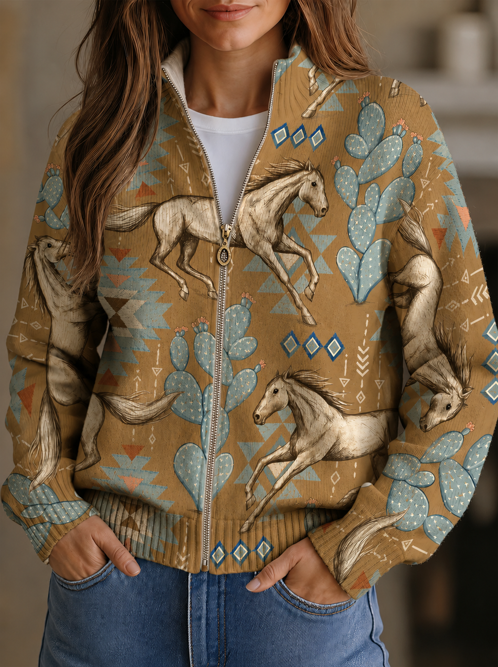 Perpetua | Ökenhäst och Kaktus Zip Cardigan