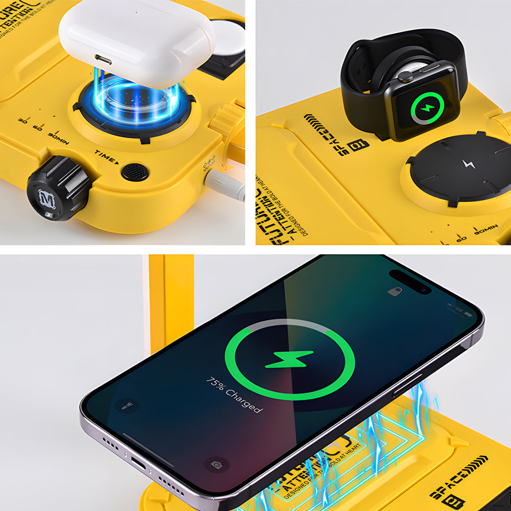 TechGleam - 3-w-1 Bezprzewodowa RGB Lampa Biurkowa z Timerem