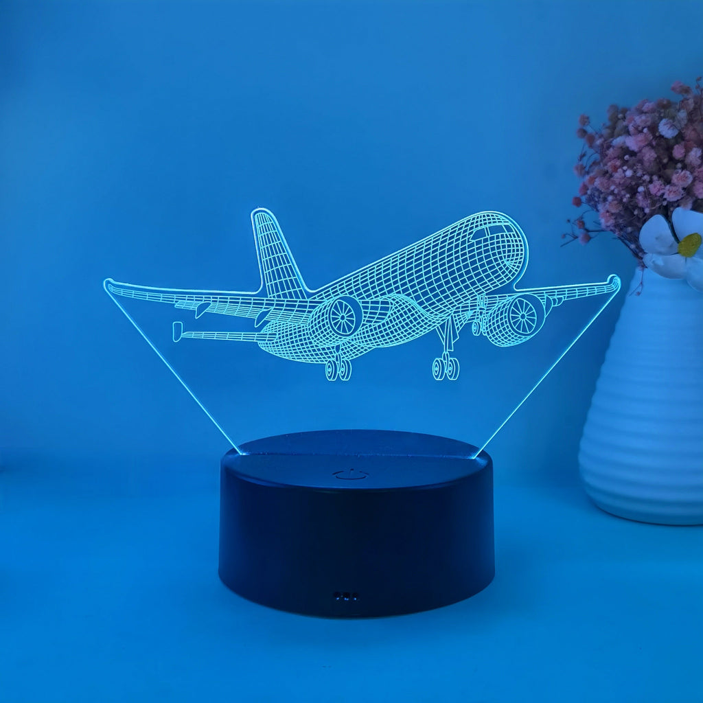 SkyGlow - 3D Samolot Akrylowa Lampka Nocna z USB, LED Lampka Stołowa