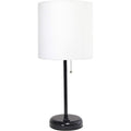 Lampa stołowa z materiałowym kloszem i funkcją ładowania