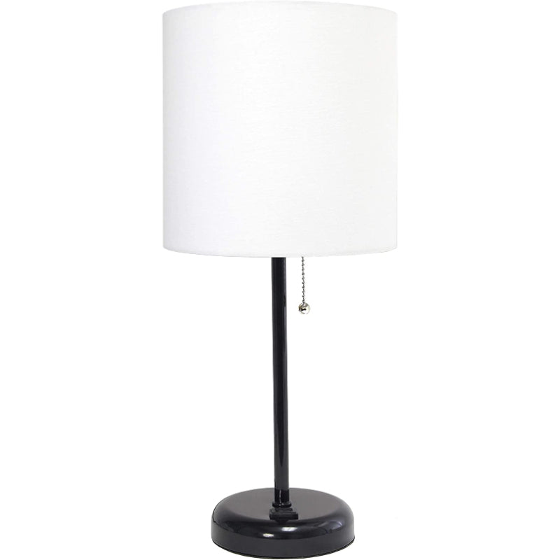 Lampa stołowa z materiałowym kloszem i funkcją ładowania