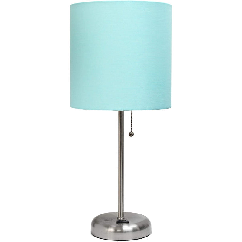 Lampa stołowa z materiałowym kloszem i funkcją ładowania