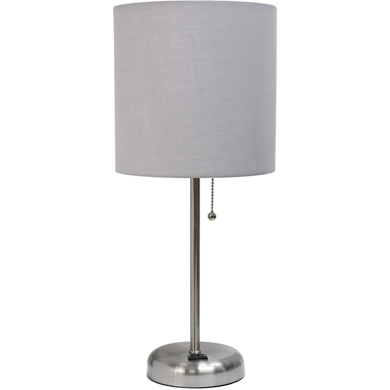 Lampa stołowa z materiałowym kloszem i funkcją ładowania