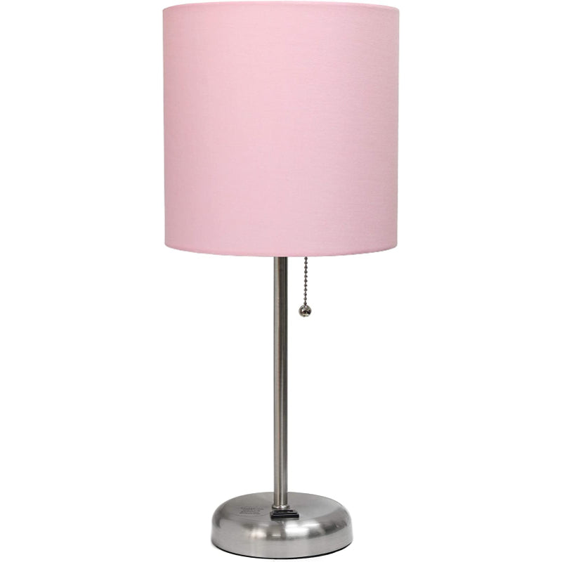 Lampa stołowa z materiałowym kloszem i funkcją ładowania