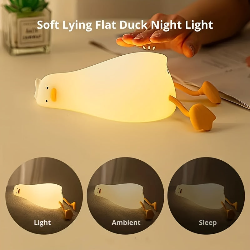DuckGlow - Urocza Lampa Nocna w Kształcie Kaczki z Akumulatorem Ładowanym przez USB i Regulowanym Światłem