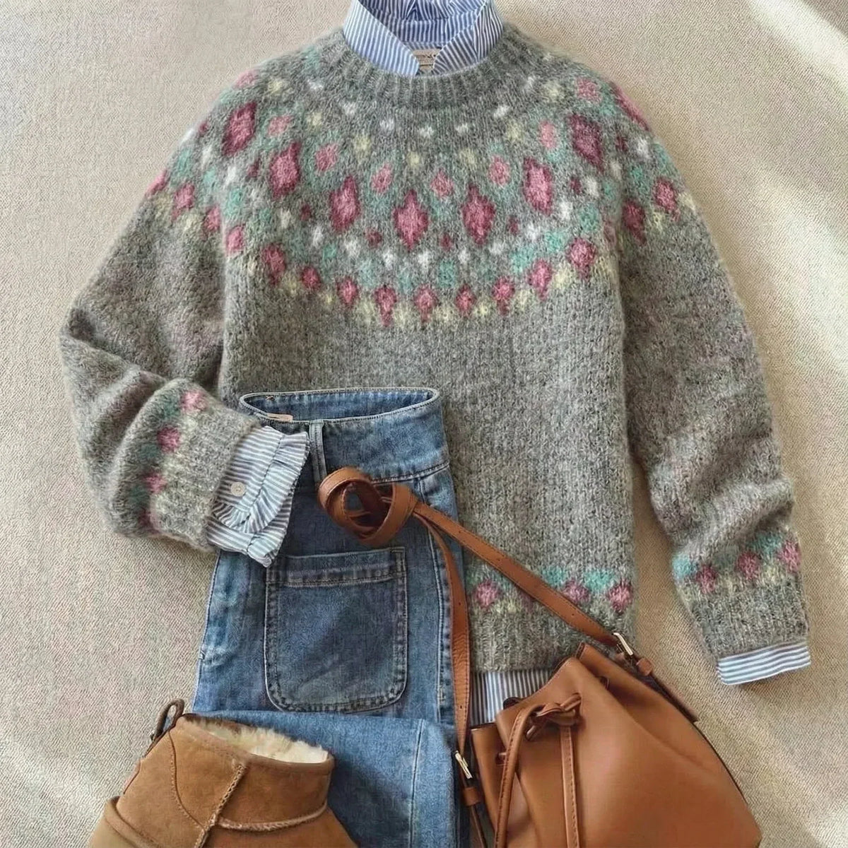 Idora | Chic Vintage Stickad Tröja