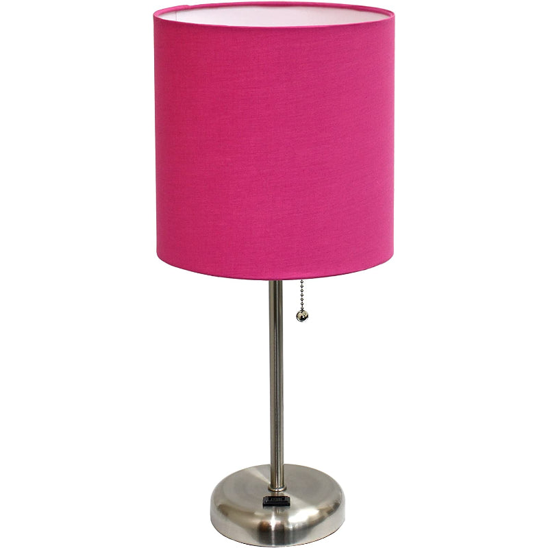 Lampa stołowa z materiałowym kloszem i funkcją ładowania