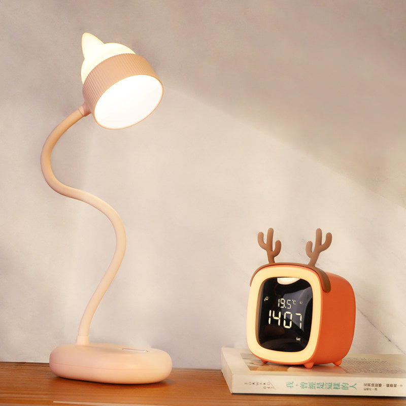 Biała/Różowa/Zielona Lampa Stołowa z Rotującymi Kotami - Ładowana przez USB LED Nocna Lampa dla Dzieci