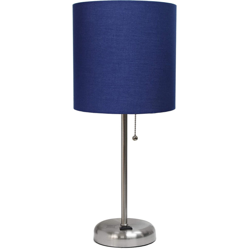 Lampa stołowa z materiałowym kloszem i funkcją ładowania