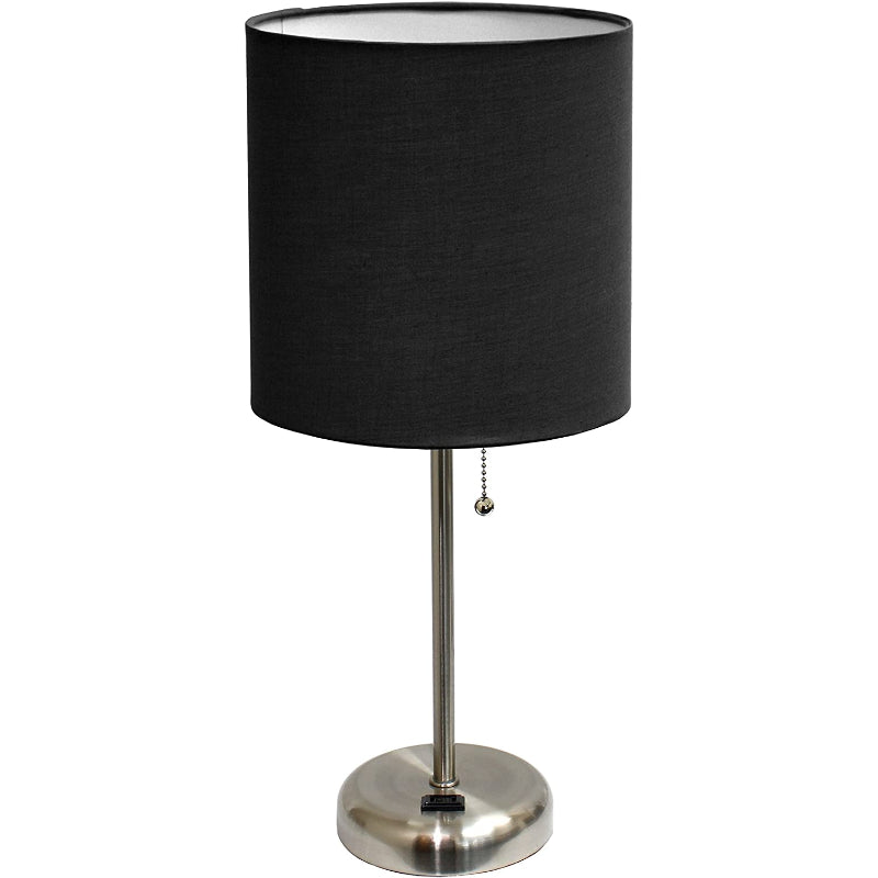 Lampa stołowa z materiałowym kloszem i funkcją ładowania