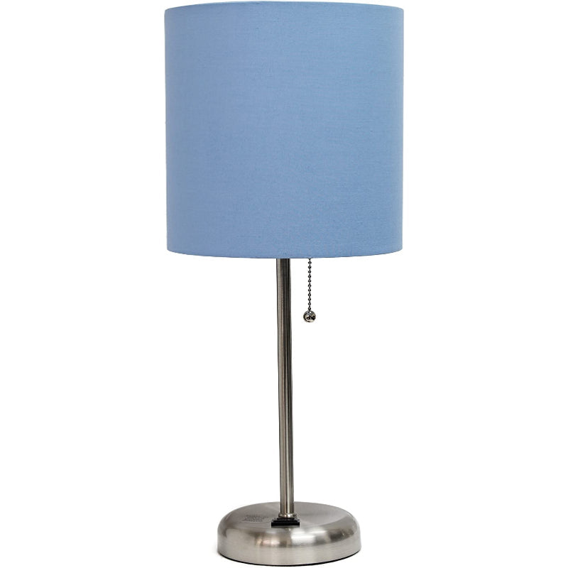 Lampa stołowa z materiałowym kloszem i funkcją ładowania
