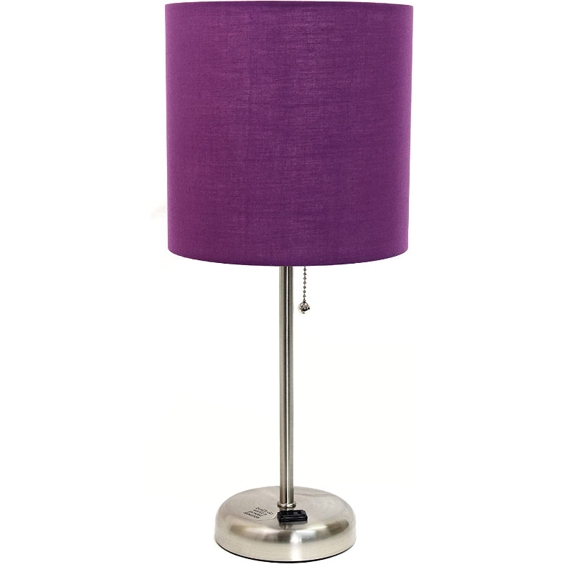 Lampa stołowa z materiałowym kloszem i funkcją ładowania