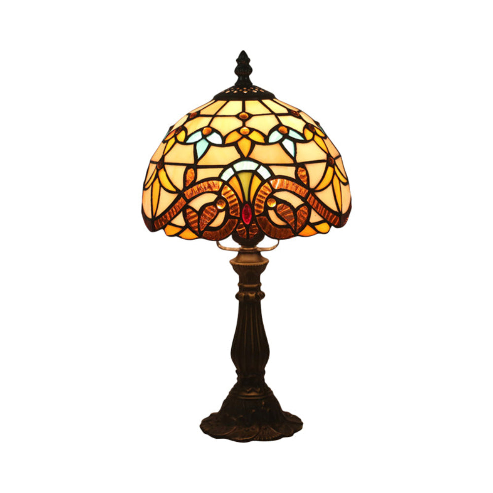 TiffanyGlow - Kolorowa Lampa Stołowa Tiffany z Szklanym Kloszem