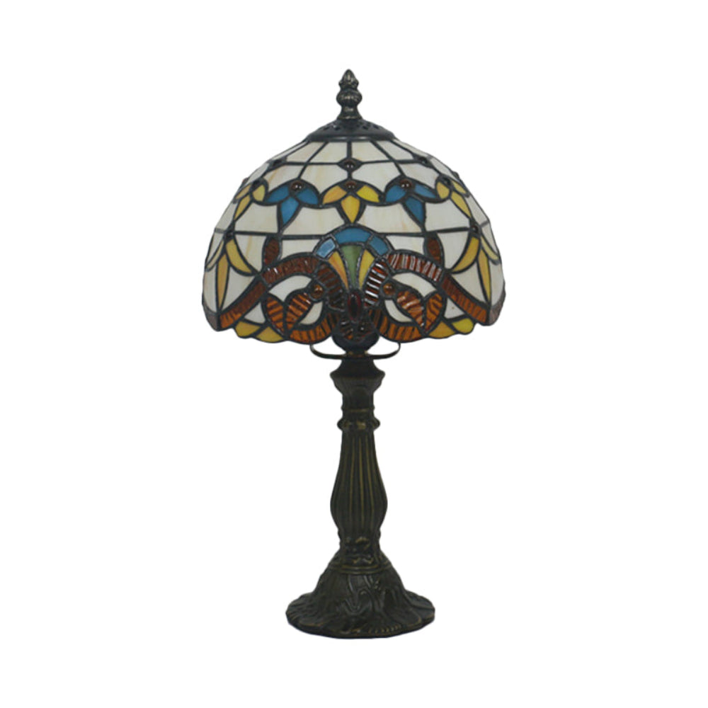 TiffanyGlow - Kolorowa Lampa Stołowa Tiffany z Szklanym Kloszem