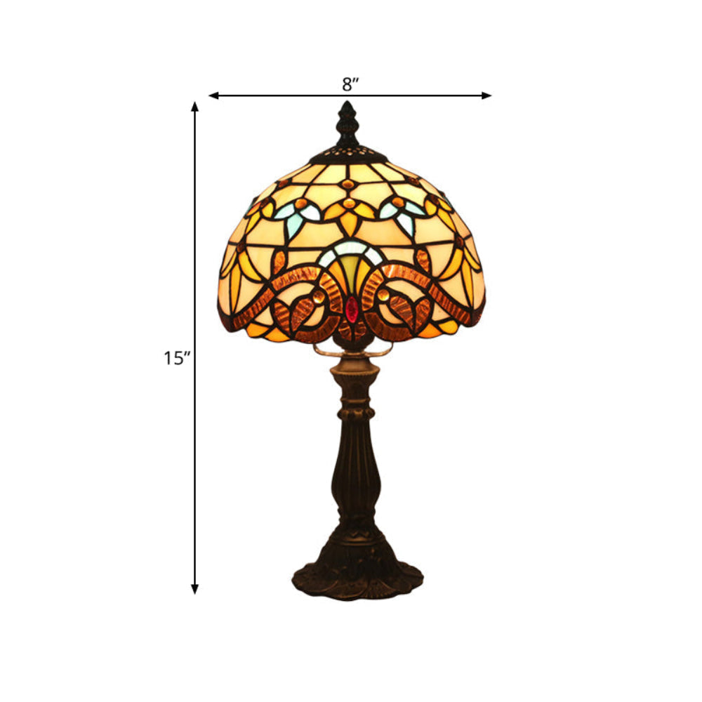 TiffanyGlow - Kolorowa Lampa Stołowa Tiffany z Szklanym Kloszem