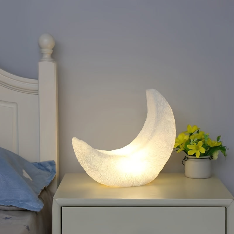 MoonGlow - Lampa nocna w kształcie półksiężyca w stylu Art Deco, zasilana bateryjnie z włącznikiem