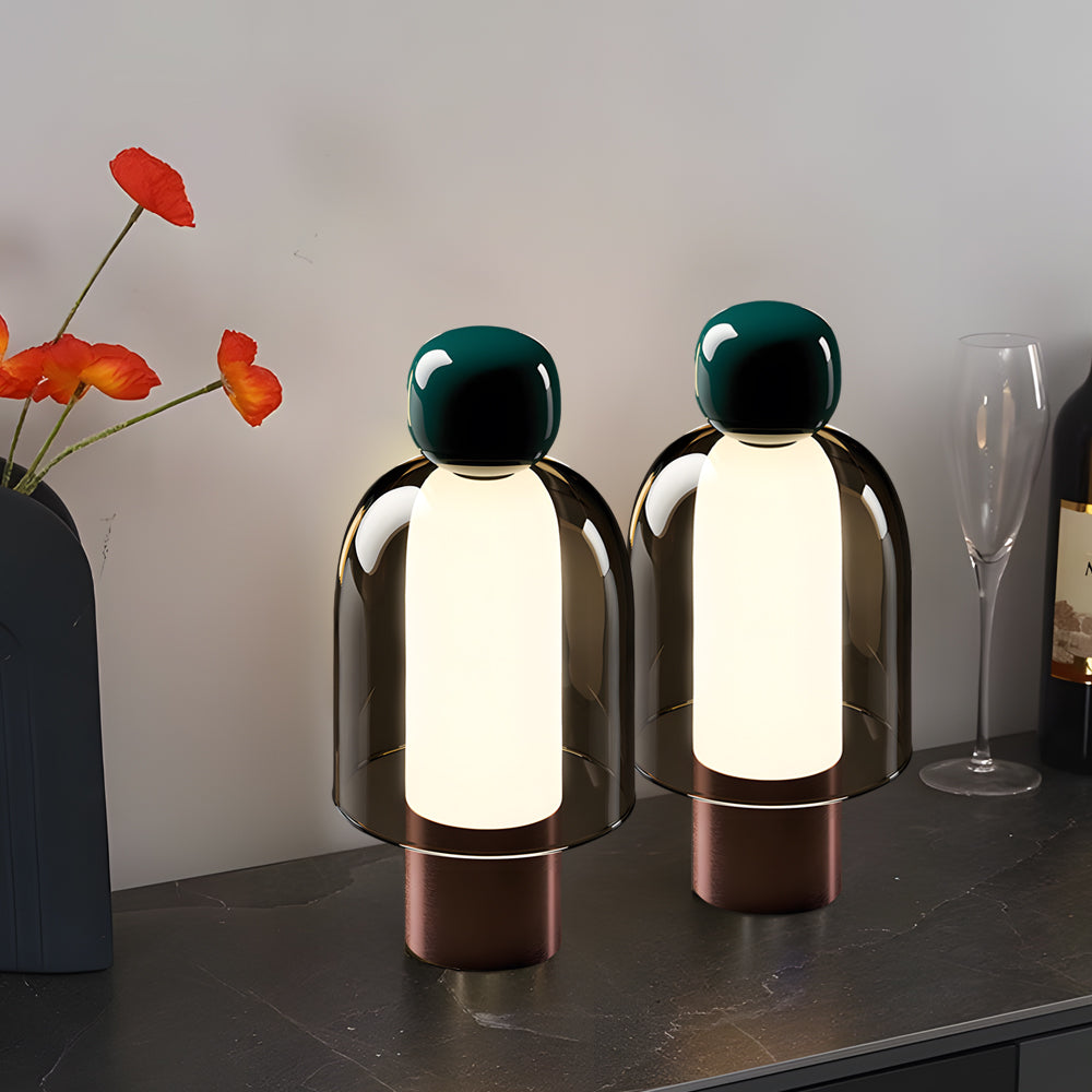 LumiGlass - Bezprzewodowa Lampa LED z Przyciskiem Ściemniania i Akumulatorem