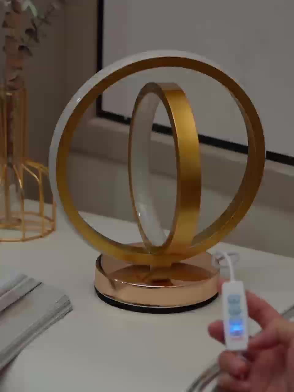 LumiSunset - Nowoczesna Metalowa Lampa Stołowa, Zasilana przez USB, Ściemniana Lampa Biurkowa