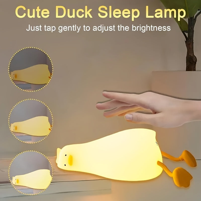 DuckGlow - Urocza Lampa Nocna w Kształcie Kaczki z Akumulatorem Ładowanym przez USB i Regulowanym Światłem