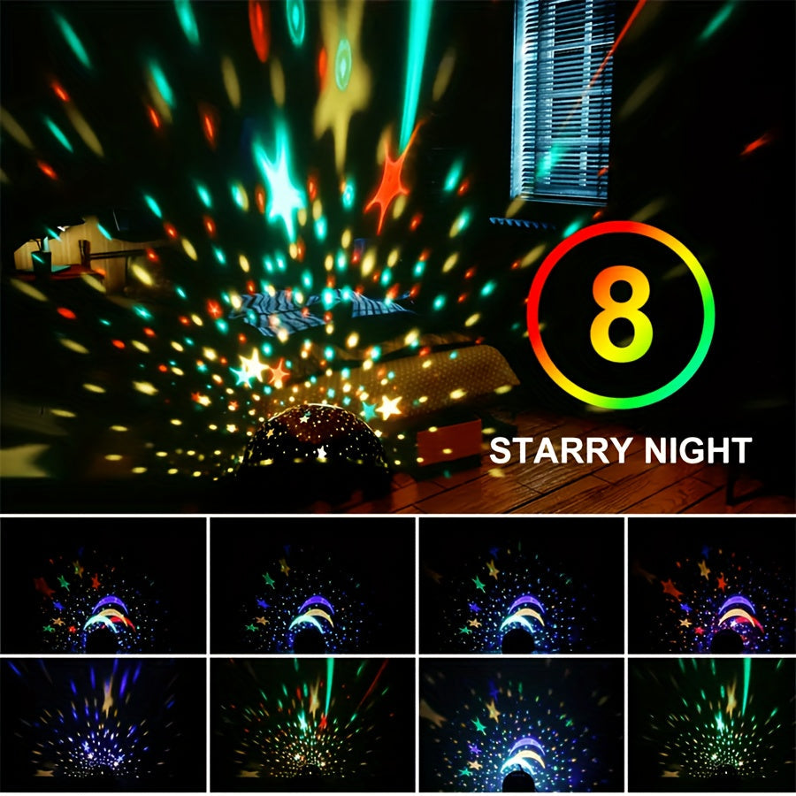 StarryDream - Lampa nocna z gwiazdami z 12 kolorami i rotacją 360°