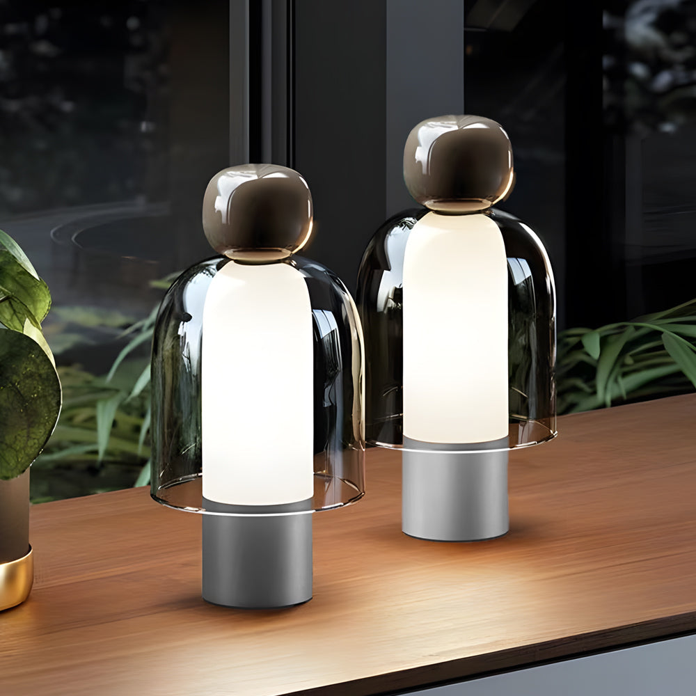 LumiGlass - Bezprzewodowa Lampa LED z Przyciskiem Ściemniania i Akumulatorem