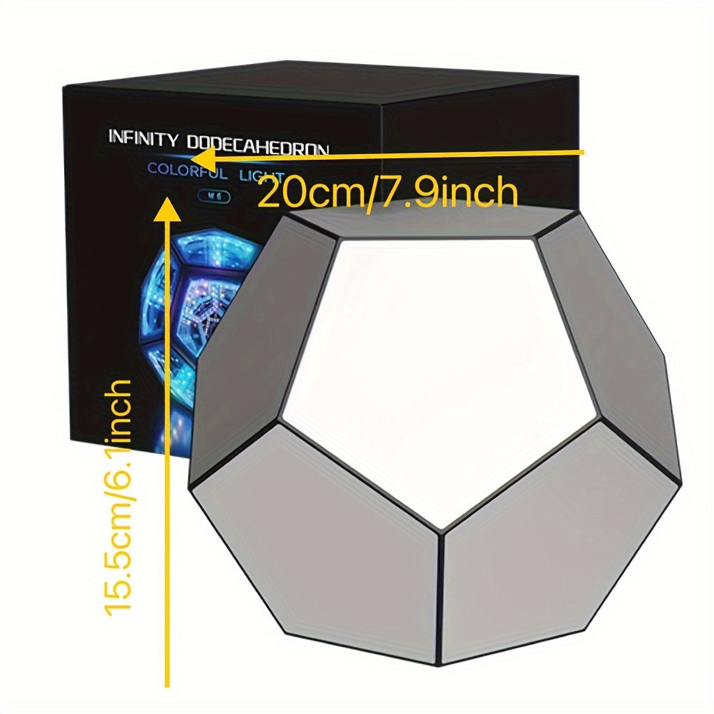 InfinityGlow - Magiczna Kolorowa Lampa Dodekaedru z 3D Nieskończonym Lustrem i Oświetleniem RGB