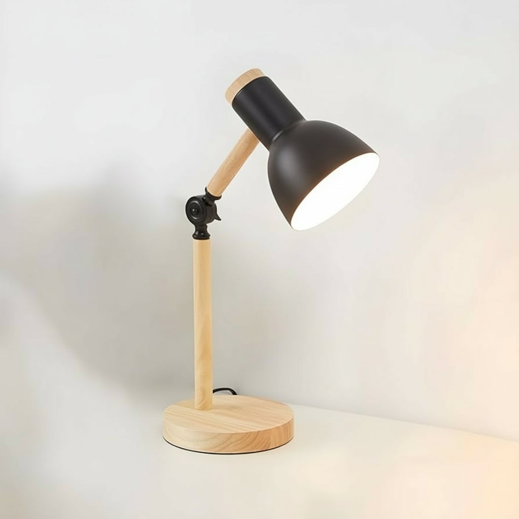 Lampa biurkowa Drewniana Skandynawska Regulowana Nowoczesna Lampa Stołowa