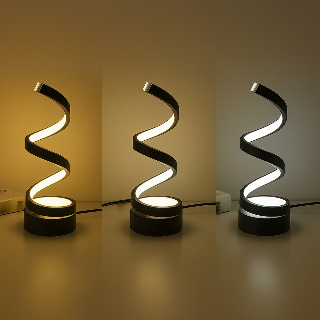 Nowoczesna Lampa Stołowa LED Spiralna Z Dimmowalnym Designem