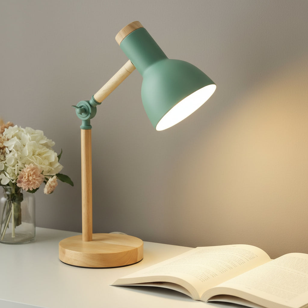 Lampa biurkowa Drewniana Skandynawska Regulowana Nowoczesna Lampa Stołowa