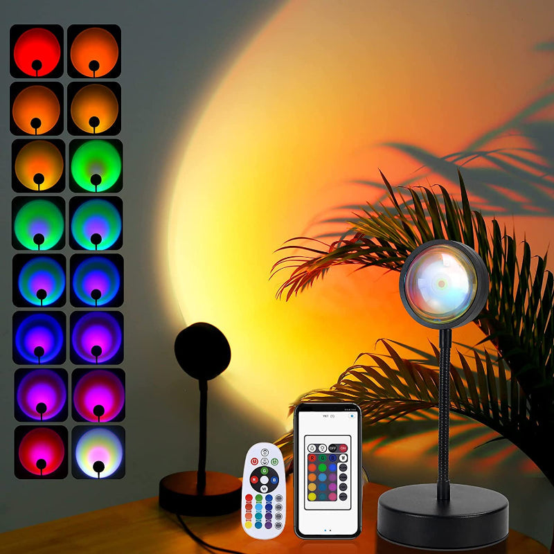 Projektor Lampy Zachodu Słońca - LED Nocna Lampa z 16 RGB Kolorami i 360° Rotacją