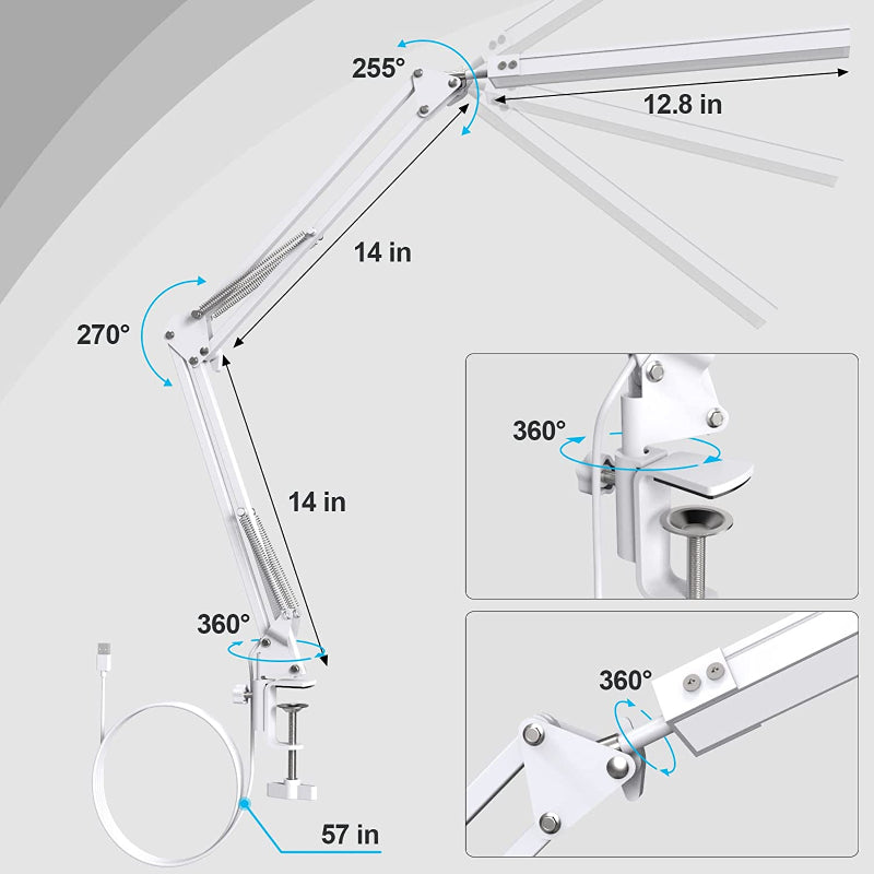 Lampa Biurkowa LED - Lampa Biurkowa z Uchwyt i Ruchomym Ramieniem
